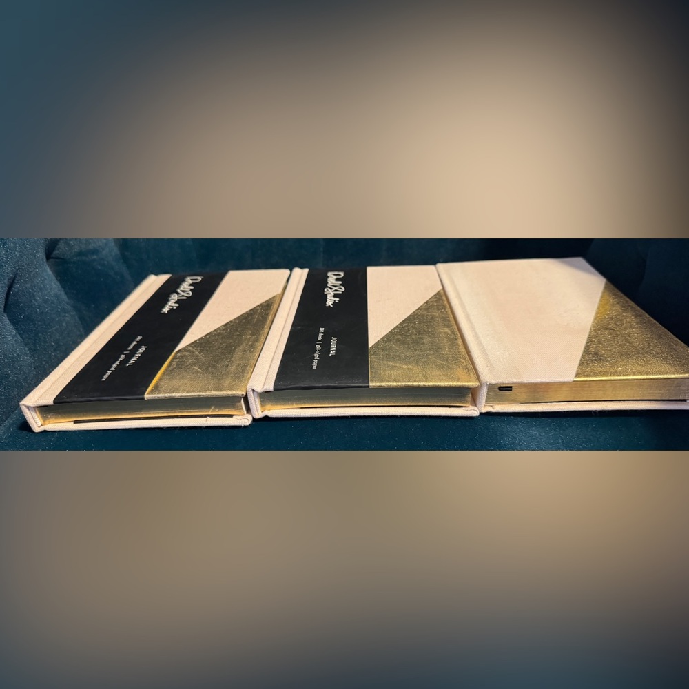 Dwell Studio Gold Leaf Gilt Edge Dot Grid Gold Light Pink Set of 3 Journals NEW